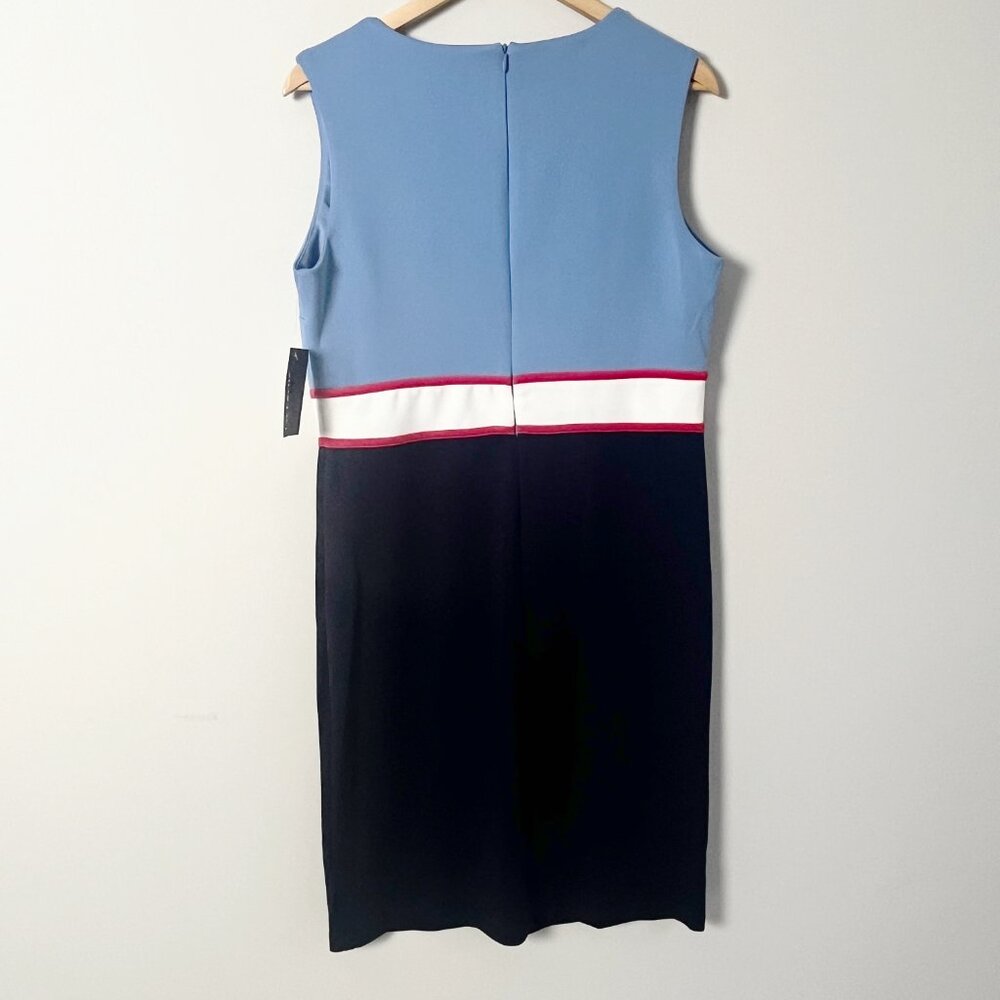 2/$30 NWT EnFocus Studio Colorblock Navy Shift Sleeveless Dress 14 - Picture 3 of 4